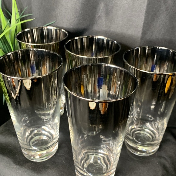 Set of 6 Vintage MCM Dorothy Thorpe Silver Fade Highball glasses - Picture 5 of 7